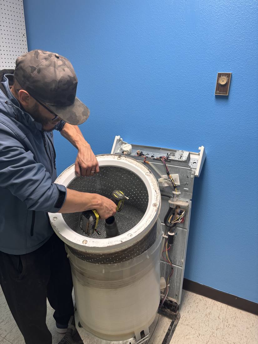 Working inside a top-load washer